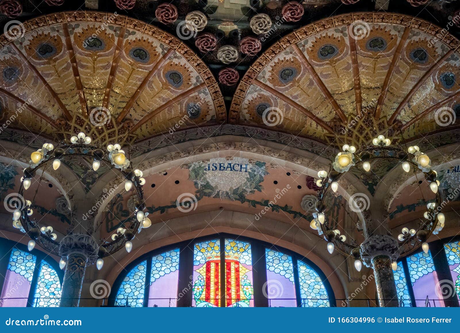 decorative details of the palau de la musica catalana by lluis domenech i montaner. barcelona, catalonia.